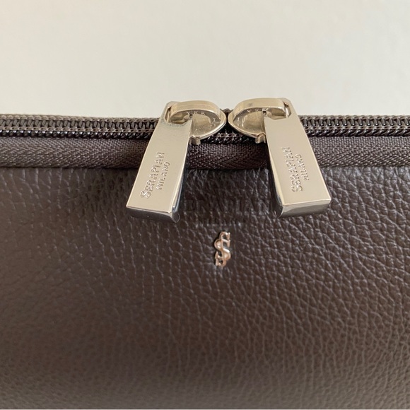 Serapian brown Leather Document laptop Case - Picture 2 of 12